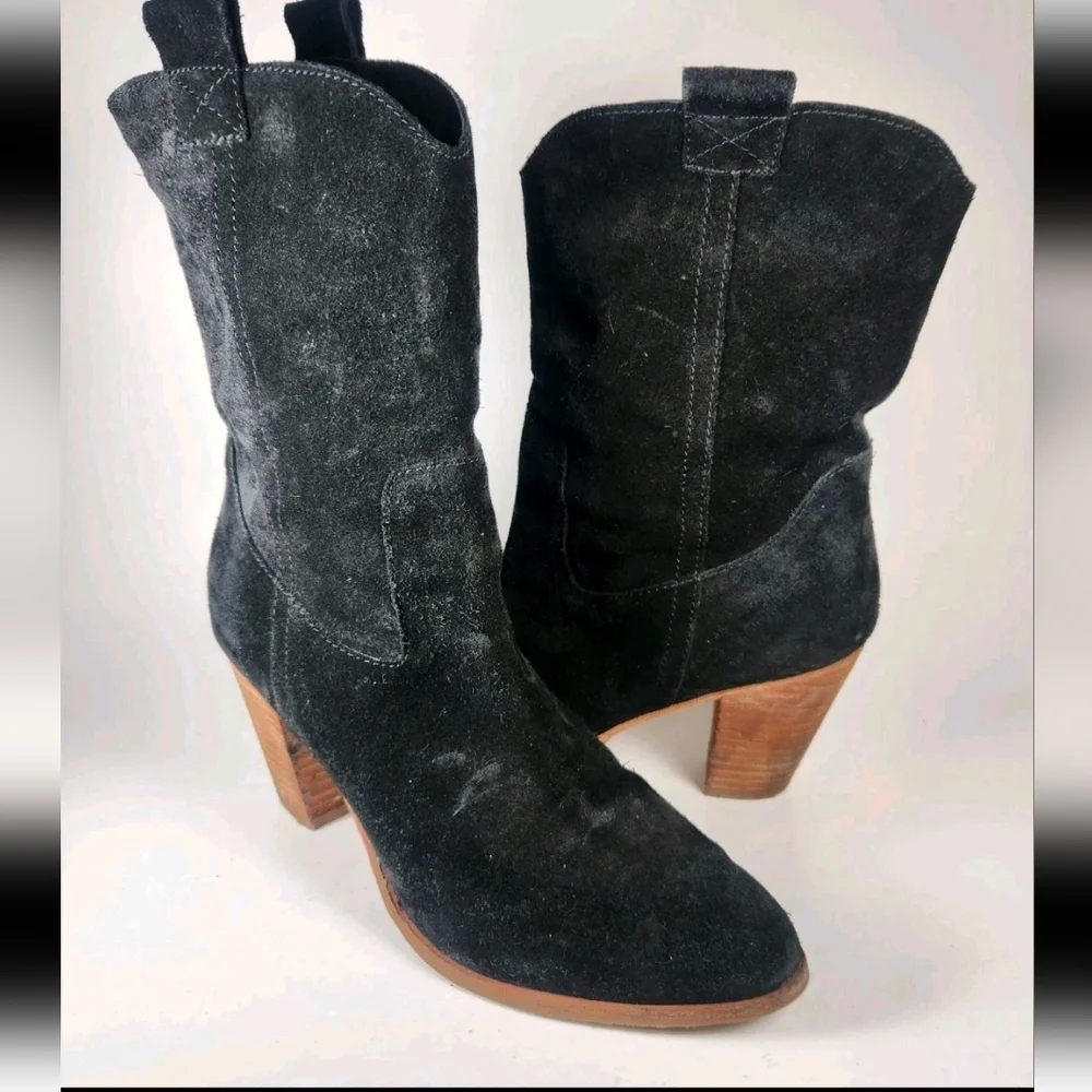 BODEN Women’s Western Boot Size 9 EU 40 Black Suede Heels